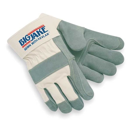 Leather Gloves, Cowhide, Safety Cuff, Wing Thumb, Full Finger, Gray, XL, 1 PR MPN:1711