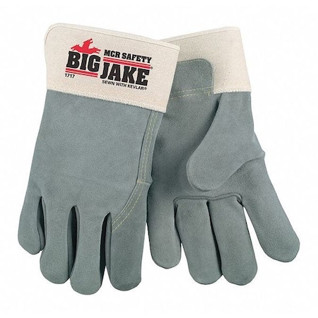 Big Jake® 1717 Leather Gloves, Safety Cuff Gray, 12 PK MPN:1717