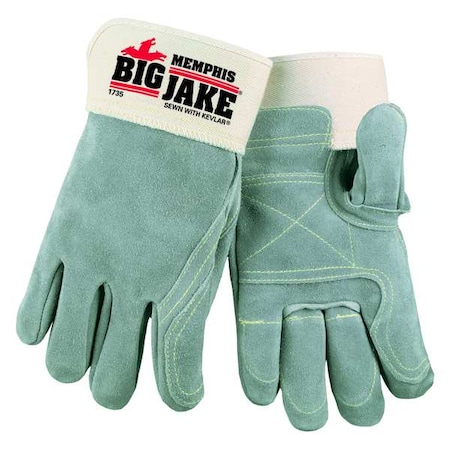 Leather Gloves, Cowhide, Safety Cuff, Straight Thumb, Full Finger, Gray, M, 1 PR MPN:1735M