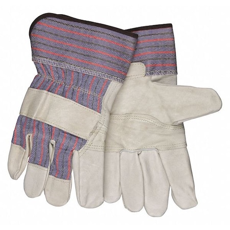 Leather Gloves, Cowhide, Safety Cuff, Wing Thumb, Full Finger, Beige, L, 12 PK MPN:1931L