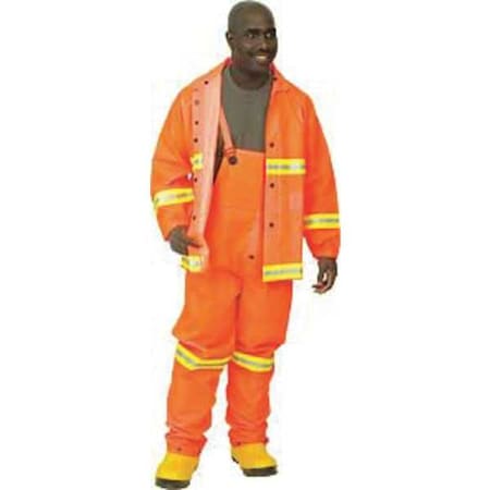 Rainsuit with Detachable Hood, PVC, 0.35 mil Thick, Detachable, Orange, L MPN:2013RL