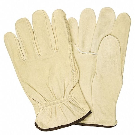 Leather Drivers Gloves, Slip-On, Straight Thumb, Gunn Cut, Beige, L 12 PK MPN:32013L