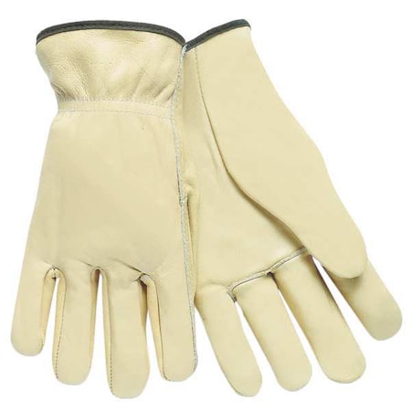 Leather Drivers Gloves, Cowhide, Shirred Slip-On, Straight Thumb, Gunn Cut, Cream, S 1 PR MPN:3201S