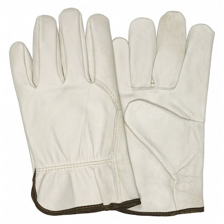 Leather Drivers Gloves, Cowhide, Slip-On, Wing Thumb, Gunn - Full Back Cut, Beige, M 12 PK MPN:3214M