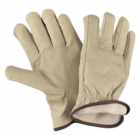 Cold Protection Drivers Gloves, Grain Cowhide Leather Palm, Thermal Lining, Beige, M MPN:3280M