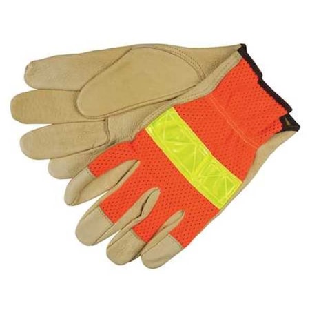 Leather Drivers Gloves, Pigskin with Polyester Mesh Back, Shirred Slip-On, Keystone Thumb, Gunn Cut MPN:34111XL