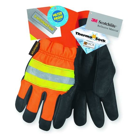 Leather Drivers Gloves, Pigskin with Nylon Back, Knit, Wing Thumb, Gunn Cut, L 1 PR MPN:34411L