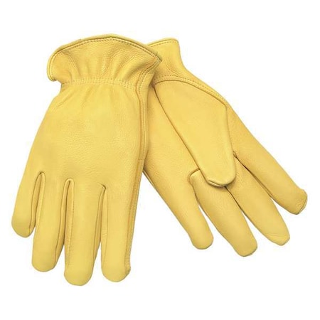 Leather Drivers Gloves, Shirred Slip-On Cuff, Keystone Thumb, Gold, M, 1 PR MPN:3500M