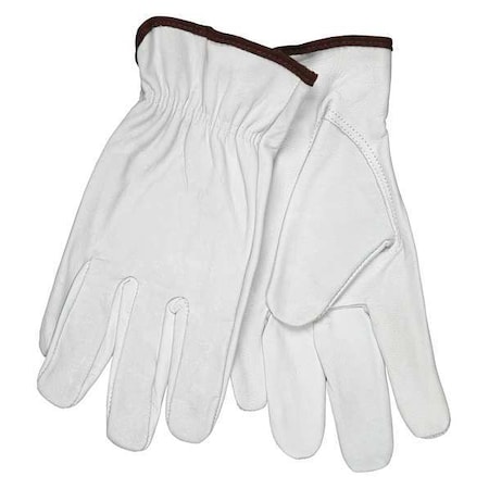 Leather Drivers Gloves, Goatskin, Shirred Slip-On, Keystone Thumb, Gunn Cut, White, XL 1 PR MPN:3613XL