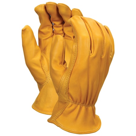 Leather Drivers Gloves, Goatskin, Shirred Slip-On, Keystone Thumb, Gunn - Full Back Cut, Gold, XL MPN:3620XL