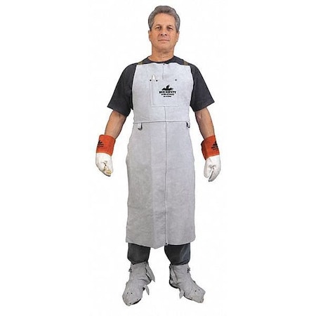 Welding Apron, Leather, 42 in Length, Gray MPN:38142MW