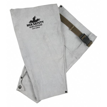 Leather Welding Sleeve W Snap 18 Length, Leather, 18 in Length, Gray, Straight Cuff MPN:38418MW