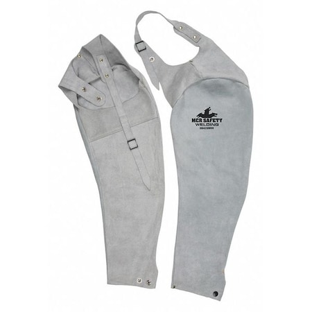 Leather Welding Sleeve W Strap 25 Lengt, Leather, 25 in Length, Gray, Straight Cuff MPN:38425MW