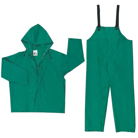 Rainsuit, 3-Piece, Green, PVC/Poliester, 4XL MPN:3882X4