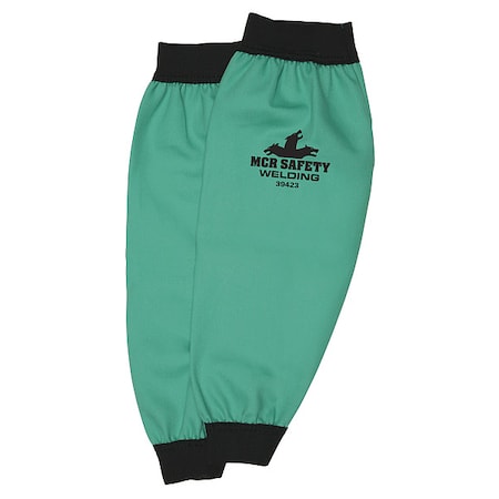 Welding Sleeves, Limited Flammability, Sateen Finish Cotton, Elastic Wrist, Green, 23 in L, 1 Pair MPN:39423