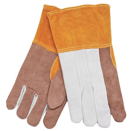 Foundry Welding Gloves, Gauntlet Cuff, Wing Thumb, Premium Cowhide, XL, 1 PR MPN:4550