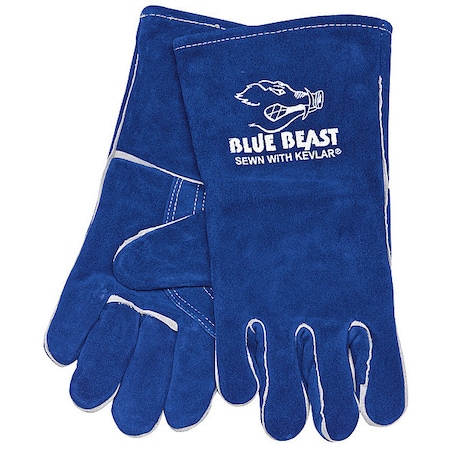 Blue Beast Welding Gloves, Gauntlet Cuff, Wing Thumb, Premium Cowhide, XL, 1 PR MPN:4600