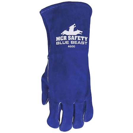 Left Hand Only Welding Glove, Hemmed Cuff, Wing Thumb, Leather Cowhide, L MPN:4600LH