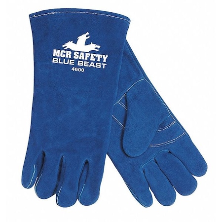 Blue Beast Welding Gloves, Gauntlet Cuff, Wing Thumb, Premium Cowhide, 2XL, 12 PK MPN:4600XXL