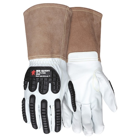Leather Drivers Gloves, Gauntlet, White / White/Brown, XL, 12 PK MPN:48406XL