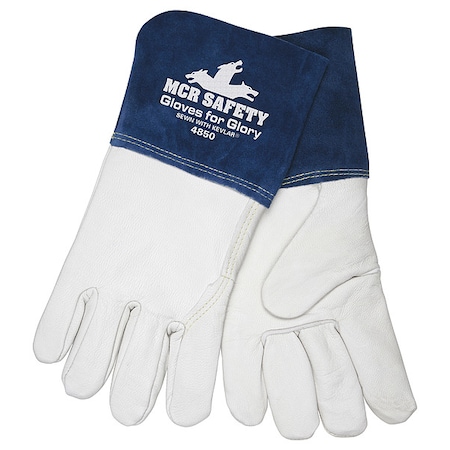 Gloves For Glory Welding Gloves, Gauntlet Cuff, Wing Thumb, Premium Goatskin, M, 1 PR MPN:4850M
