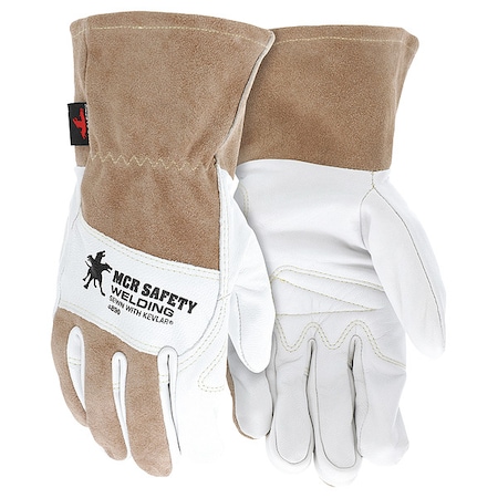 4890 Welding Leather Glove, Slip-On Cuff, Wing Thumb, Premium Goatskin, L, 1 PR MPN:4890L