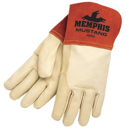 Mustang Welding Gloves, Gauntlet Cuff, Wing Thumb, Premium Goatskin, S, 1 PR MPN:4950S