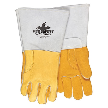 49751 Welding Leather Glove, Gauntlet Cuff, Straight Thumb, Premium Elkskin, XL, 12 PK MPN:49751XL