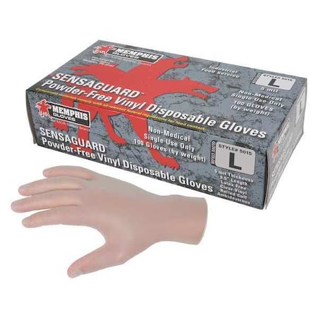SensaGuard 5015, Disposable Gloves, 5 mil Palm, Vinyl, Powder-Free, XL (10), 100 PK MPN:5015XL