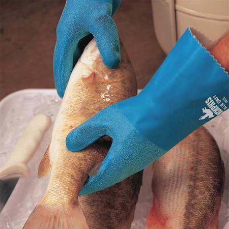 5070B Chemical Resistant Gloves, Natural Rubber Latex, 12 in L, 18 mil, Blue, S, 1 PR MPN:5070B