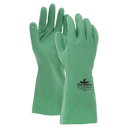 NitriShield Chemical Resistant Gloves, Nitrile, 12 in L, 8 mil, Green, XXL, 12 PK MPN:5380XXL