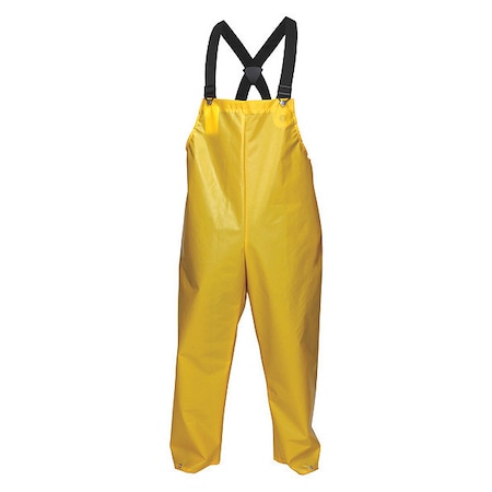 Rain Bib Overall, Polyurethane, 29 in Inseam, 50 in Waist, 0.25 mm Thickness, Yellow, S MPN:560BFS