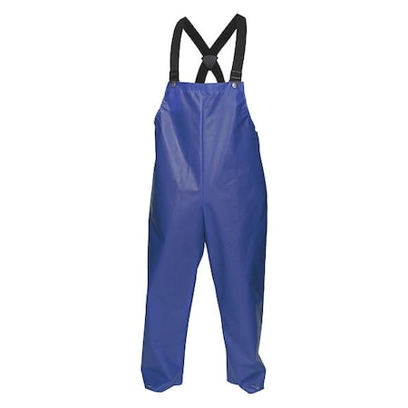 Rain Bib Overall, Polyurethane, 31 in Inseam, 48 in Waist, 0.25 mm Thickness, Blue, L MPN:563BFL