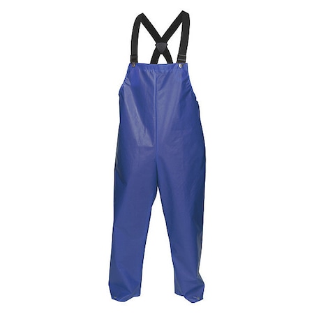 Rain Bib Overall, Polyurethane, 30 in Inseam, 44 in Waist, 0.25 mm Thickness, Blue, M MPN:563BFM