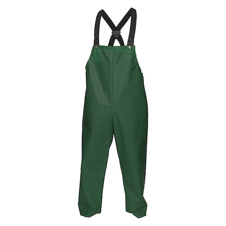 Rain Bib Overall, Polyurethane, 34 in Inseam, 50 in Waist, 0.25 mm Thickness, Green, 4XL MPN:568BFX4