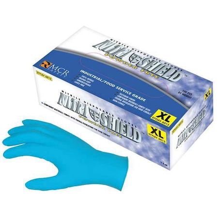 NitriShield 6015, Disposable Gloves, 4 mil Palm, Nitrile, Powder-Free, M (8), 100 PK MPN:6015M