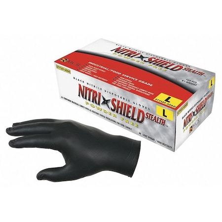 NitriShield 6060, Disposable Gloves, 3.7 mil Palm, Nitrile, Powder-Free, XL (10), 100 PK, Black MPN:6060XL