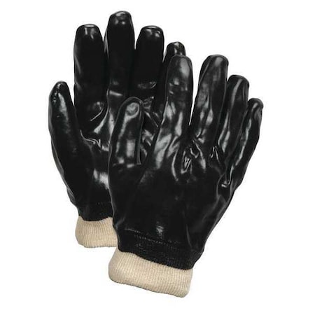 Chemical Resistant Gloves, PVC, 10 in L, 35.0 mil, Black, L, 12 PK MPN:6100