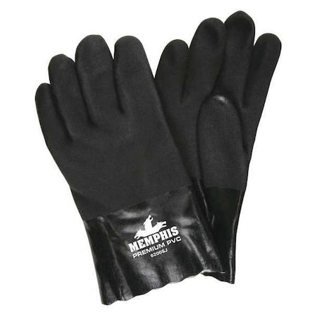 Chemical Resistant Gloves, PVC, 10 in L, 59 mil, Black, L, 1 PR MPN:6200SJ