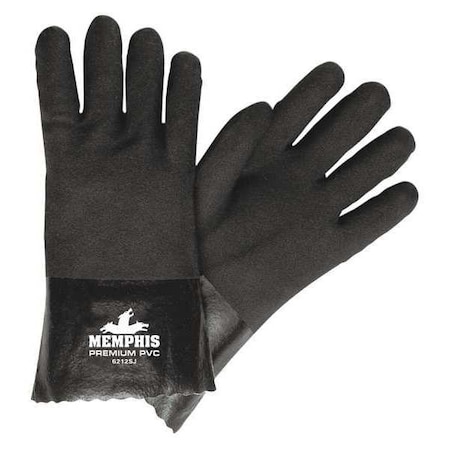 Chemical Resistant Gloves, PVC, 12 in L, 59 mil, Black, L, 12 PK MPN:6212SJ