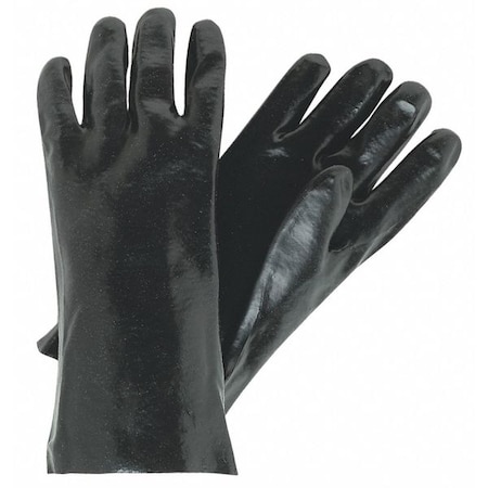 6300 Chemical Resistant Gloves, PVC, 14 in L, Not Rated, Black, L, 12 PK MPN:6300