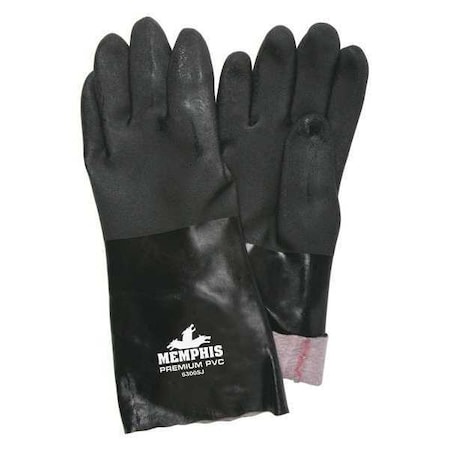 Chemical Resistant Gloves, PVC, 14 in L, 59.00 mil, Black, L, 12 PK MPN:6300SJ