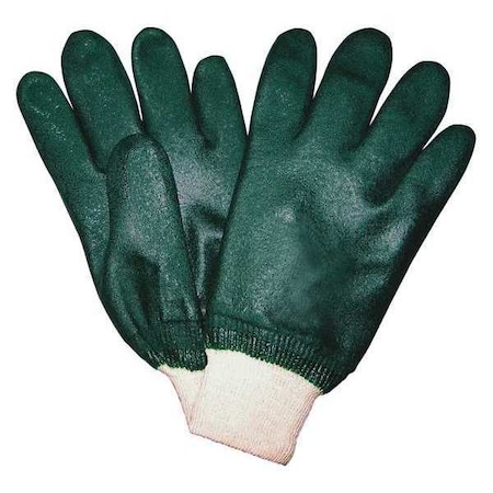 Chemical Resistant Gloves, PVC, 10.5 in L, 59.0 mil, Green, L, 12 PK MPN:6420