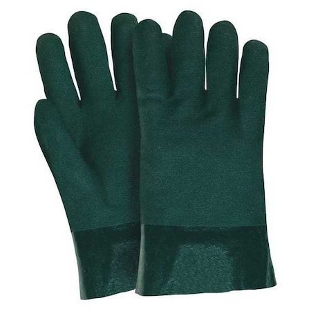 6421 Chemical Resistant Gloves, PVC, 10 in L, Not Rated, Green, L, 1 PR MPN:6421