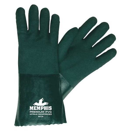 6422 Chemical Resistant Gloves, PVC, 12 in L, Not Rated, Green, L, 1 PR MPN:6422