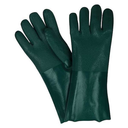 Memphis Chemical Resistant Gloves, PVC, 14 in L, Not Rated, Green, L, 12 PK MPN:6424