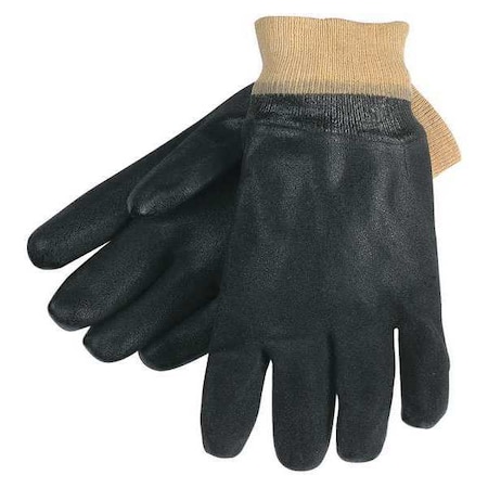 Chemical Resistant Gloves, PVC, 10 in L, 59.0 mil, Black, L, 12 PK MPN:6520SJ