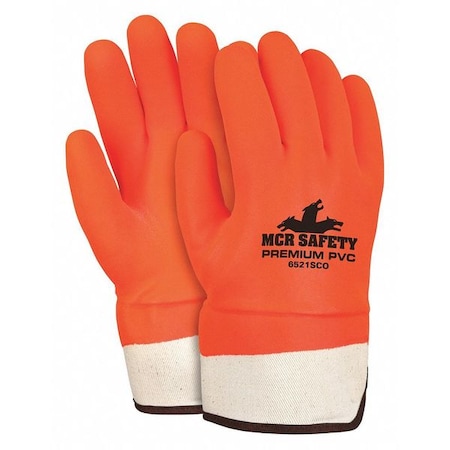 Chemical Resistant Gloves, PVC, 12 in L, 71.0 mil, Orange, L, 12 PK MPN:6521SCO