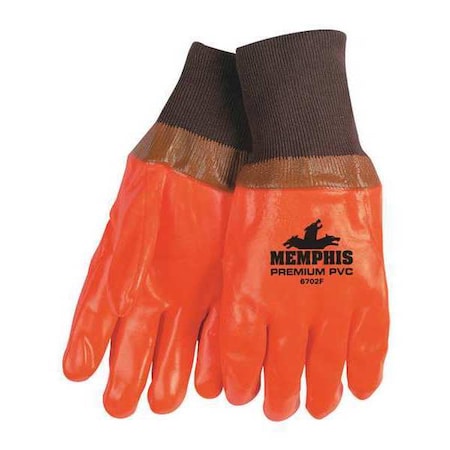 Chemical Resistant Gloves, PVC, 11.5 in L, 105.0 mil, Orange/Brown, L, 1 PR MPN:6702F