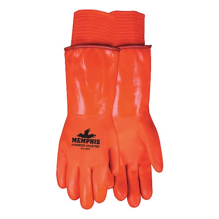 Hi-Vis Cold Protection Gloves, PVC Palm, Foam/Fleece Lining, High-Visibility Orange, L MPN:6714FF